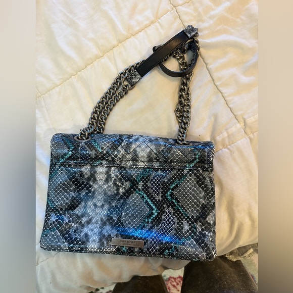 Kurt Geiger Snakeskin Metallic Blue Shoulder Bag - Picture 2 of 2